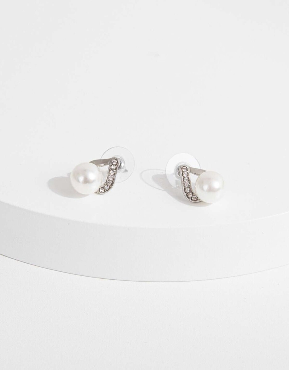 Aros Gota Con Perla - Plateado Rodio 