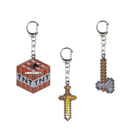 Pack X3 Llaveros Minecraft Metálicos PACK-2