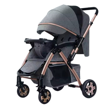 Coche Carriola de Paseo Para Bebe Plegable Gris