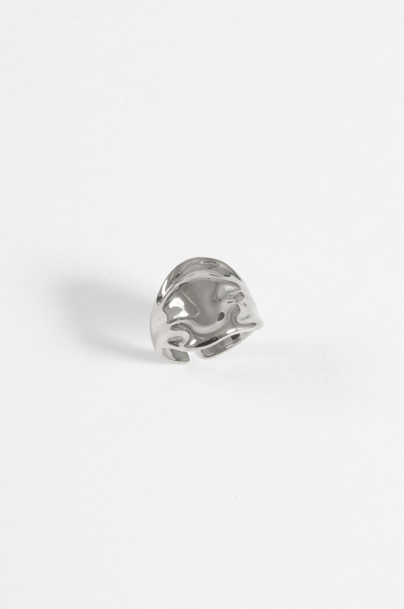 Anillo acero ajustable texture - plateado 