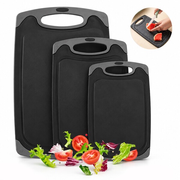 Tabla Para Picar Y Cortar Set de 3 Unidades para Cocina Antidelizante IMBACK Color Negro Tabla Para Picar Y Cortar Set de 3 Unidades para Cocina Antidelizante IMBACK Color Negro