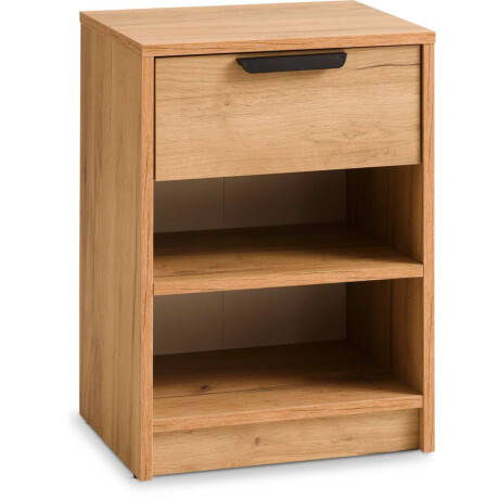 Mesa De Luz Jenslev 1 Cajon 2 Estantes Color Roble