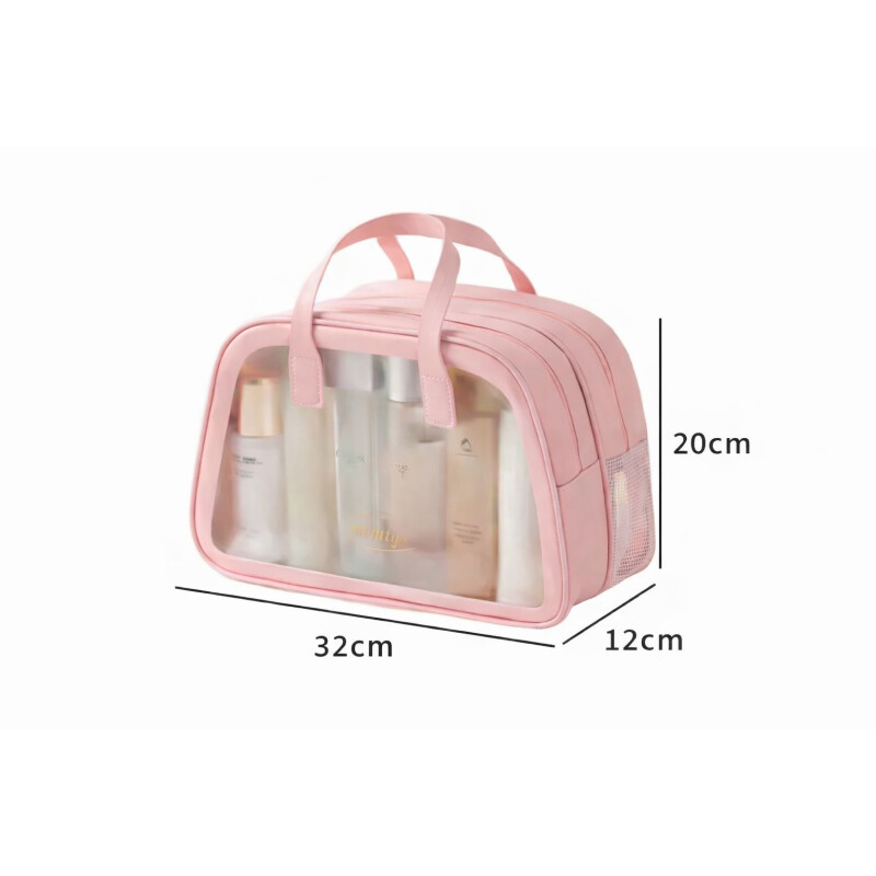 Neceser de Viaje Organizador Impermeable con Compartimentos _ Ideal Porta Cosméticos y/o Artículos de Baño Rosa