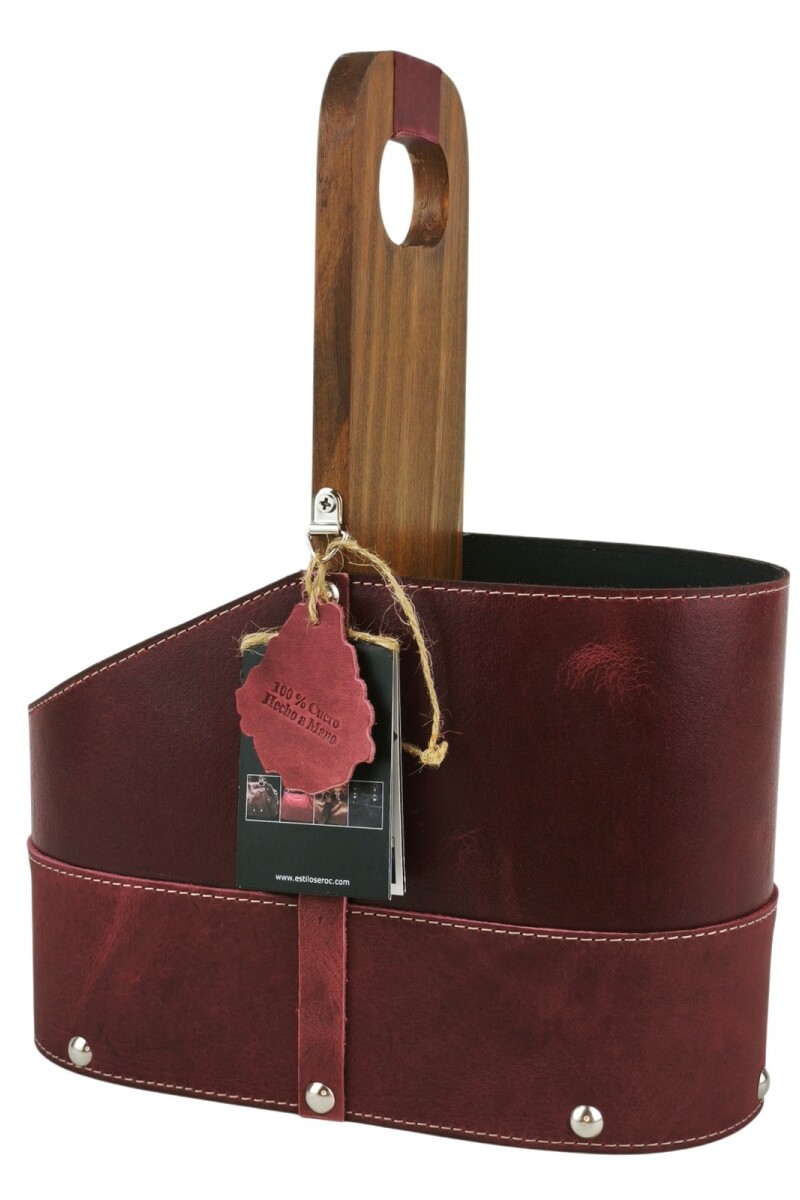 Matera de Cuero Vacuno Legítimo con Estructura Integral de Madera Bordo