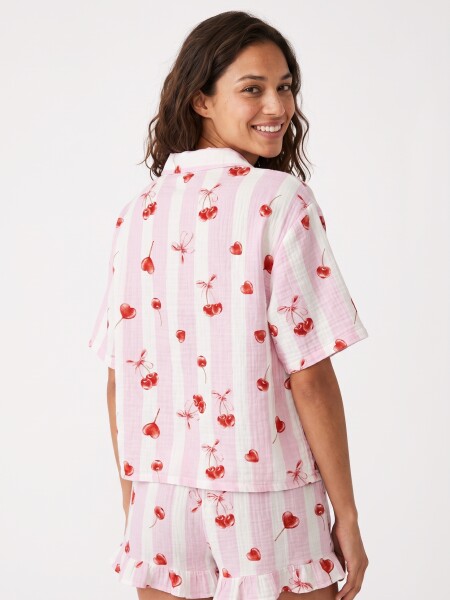 PIJAMA CONJUNTO TOP + SHORT SELENA ROSADO