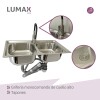 Pileta de cocina Lumax Acero Doble Bacha Monocomando 78x42 cm Negro