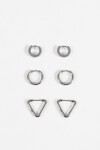 Set de aros geométricos acero plateado
