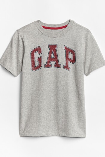 Remera Manga Corta Logo Gap Niño Light Heather Grey B08