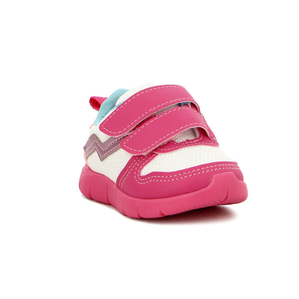 Pe Com Pe Zapato C/dos Velcros Blanco-fucsia