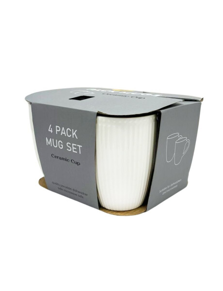 SET X4 TAZAS DISEÑO RAYAS 360ML 8.5X10.5CM BLANCO SET X4 TAZAS DISEÑO RAYAS 360ML 8.5X10.5CM BLANCO