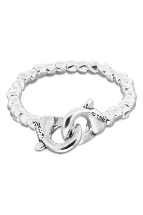 PULSERA DE BOLAS BAÑADA EN PLATA CON MOSQUETÓN ENTRELAZADO Pulsera