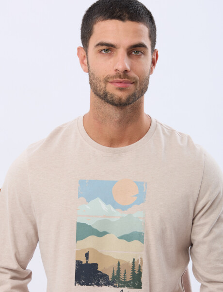 REMERA ESTAMPADA DE ALGODÓN Beige