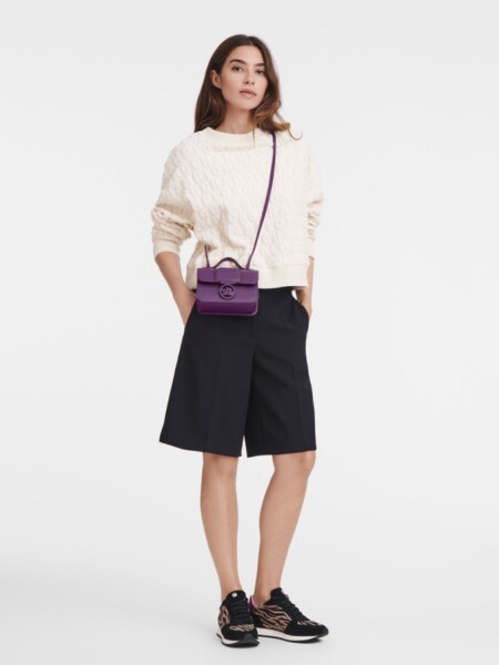 Longchamp -Cartera pequeña de cuero, Box-trot Verde Oscuro