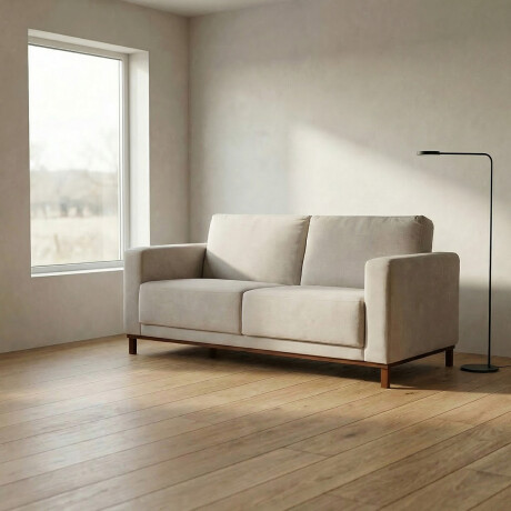 Sofá Barcelo - Tela Microfibra - 2 cuerpos Kruger 02-152 (Beige)