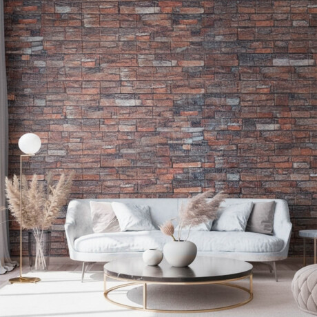 Set X10 Revestimiento Adhesivo Pared Madera Ladrillo Piedra Oscura