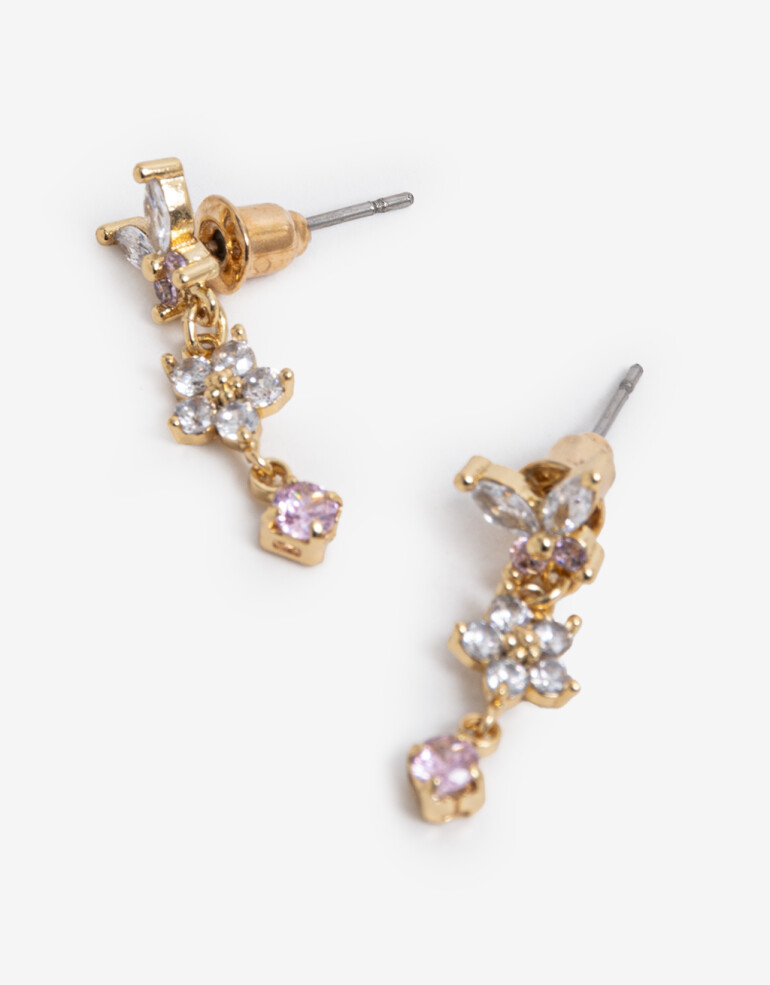 Aros Colgantes Cortos Cubic zirconia Aros Cortos Garden Cubic Zirconia - Dorado