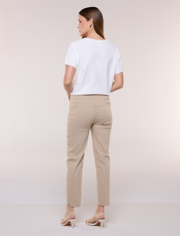 Pantalón Pretina Pespunteada BEIGE