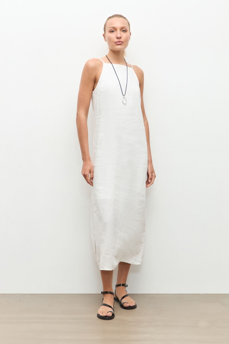 Vestido 100% Lino - blanco 