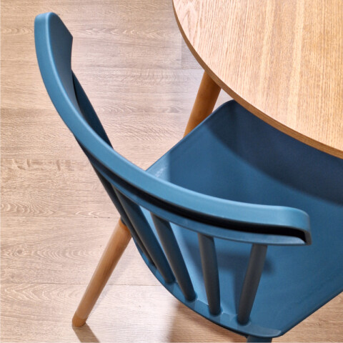 Silla Diseño Windsor con Patas de Madera para Comedor y Jardín - Azul Silla Diseño Windsor con Patas de Madera para Comedor y Jardín - Azul