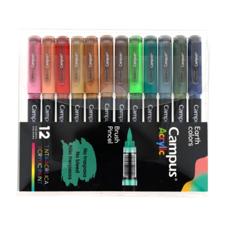 Marcador Campus Acrylic punta Pincel x 12 - Colores Tierra Marcador Campus Acrylic punta Pincel x 12 - Colores Tierra