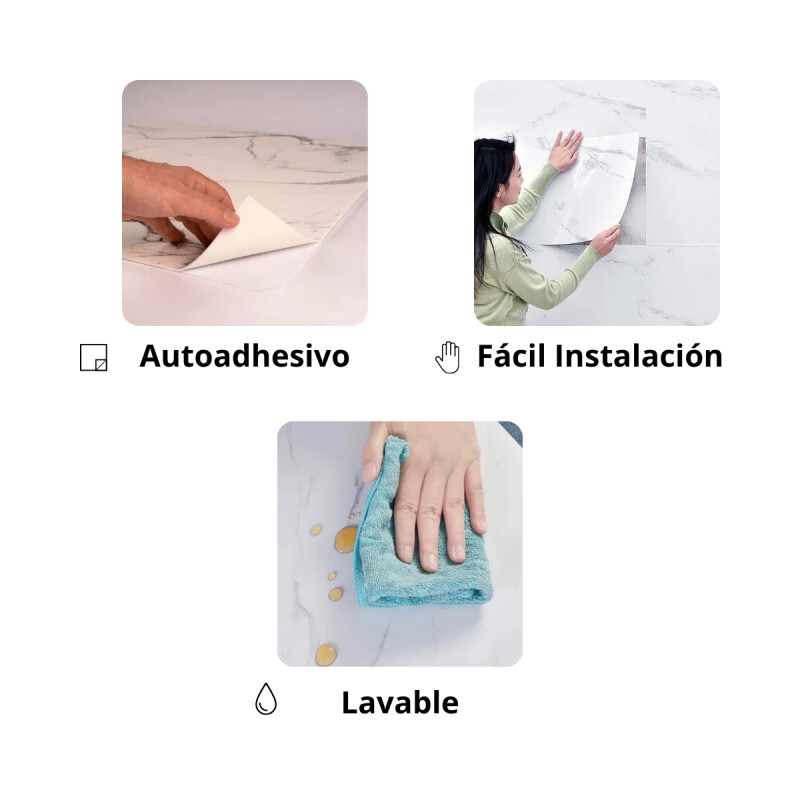 Set x6 placas autoadhesivas 30cm x 60cm x 2.2mm MARMOL GRIS