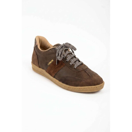 Zapatilla Cuero Combinada Chocolate