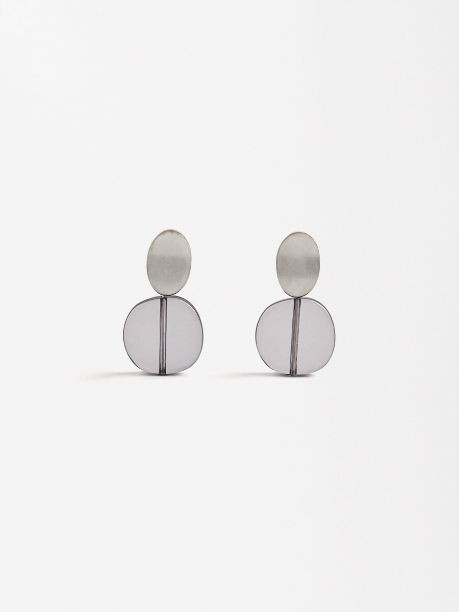 Pendientes Redondos De Resina gris