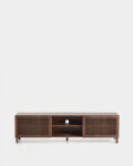 Mueble TV Beyla 2 puertas de chapa y madera maciza de fresno con acabado tono nogal 180 x 49,5 cm Mueble TV Beyla 2 puertas de chapa y madera maciza de fresno con acabado tono nogal 180 x 49,5 cm