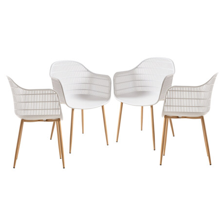 Kit x4 Silla Sydney Blanco Patas de Madera