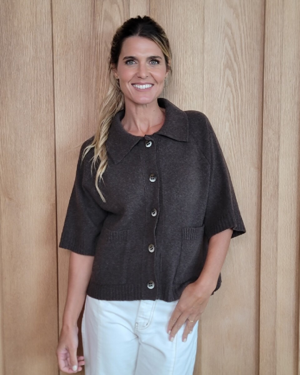 Cardigan Manchester Lambswool - Chocolate 