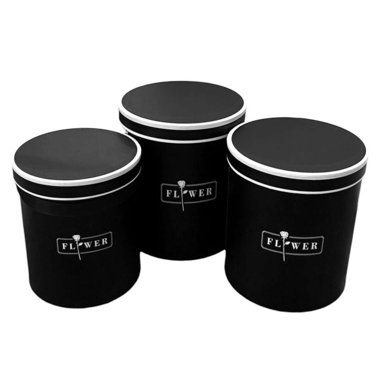 Caja Set x 3 Cilindro Grande Lisa - Negras 