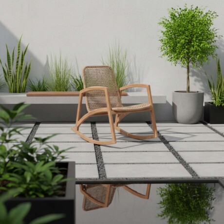 BUTACA MECEDORA MADERA NATURAL-BEIGE CURAZAO