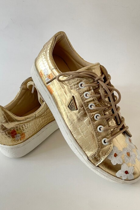 Sneakers Dasha Gold Con Arte Flores Sneakers Dasha Gold Con Arte Flores