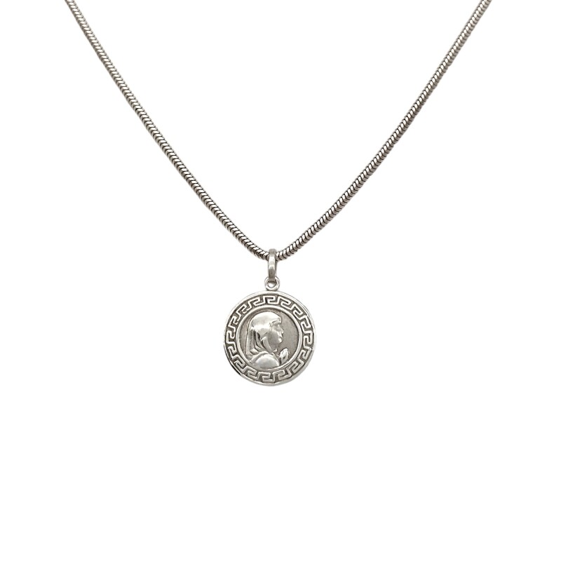 Dije Medalla Virgen Niña-Plata 925-Sin piedra-CP3025 sinpiedra