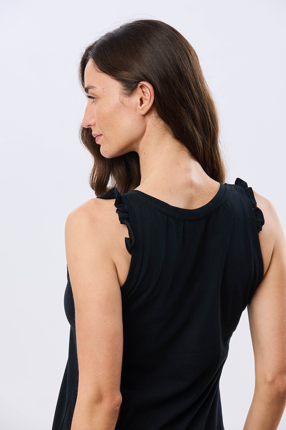 MUSCULOSA LISA DE ALGODÓN Negro