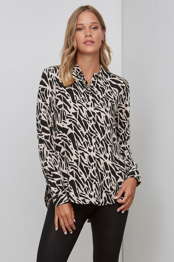 Camisa Animal Print NEGRO/BEIGE