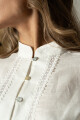 BLUSA M/L CUELLO MAO CON APLIQUES Blanco