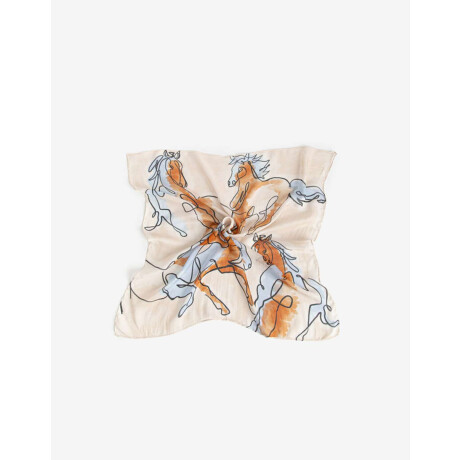 Pañuelo Con Estampado De Caballos En Acuarela Combinacion Multicolor
