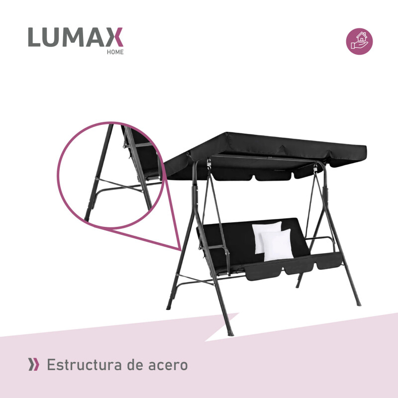 Hamaca Jardín Lumax con Toldo Hierro Exterior Negro