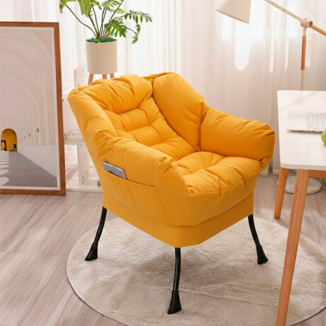 Silla Sillón Butaca Lazy Con Posapie Otomano Bolsillo Amarillo