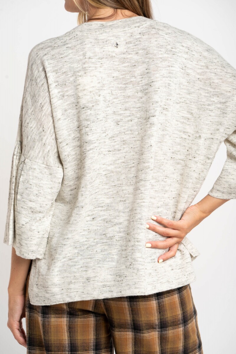 Sweater Manga Volado Gris Melange