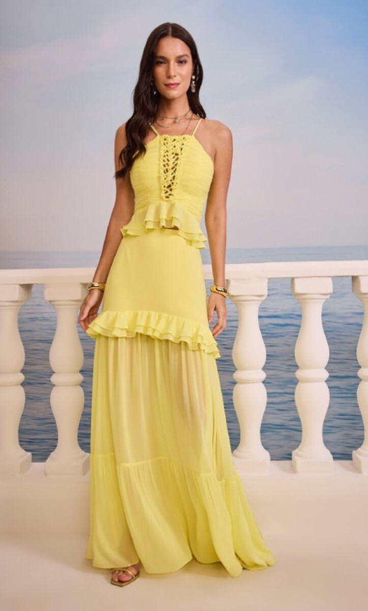 Conjunto de top y falda Otilia - Amarillo 