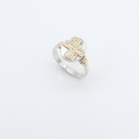 Anillo de plata 925 y oro 10 ktes., ESCRIBANO. Anillo de plata 925 y oro 10 ktes., ESCRIBANO.