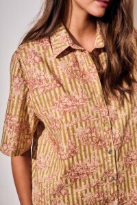 Vestido Camisero Con Lino Print