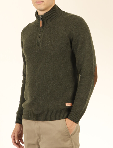 Sweater C/ Coderas Medio Cierre Harrington Label Verde