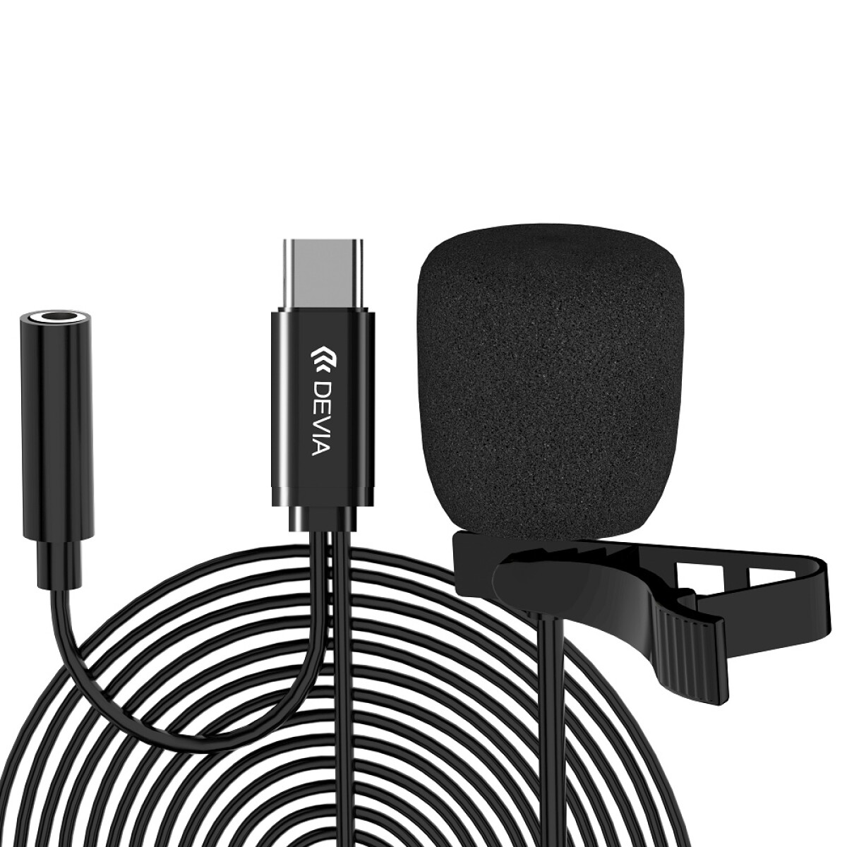 Smart series devia wired microphone type-c y 3.5mm 1.5mts - Black 