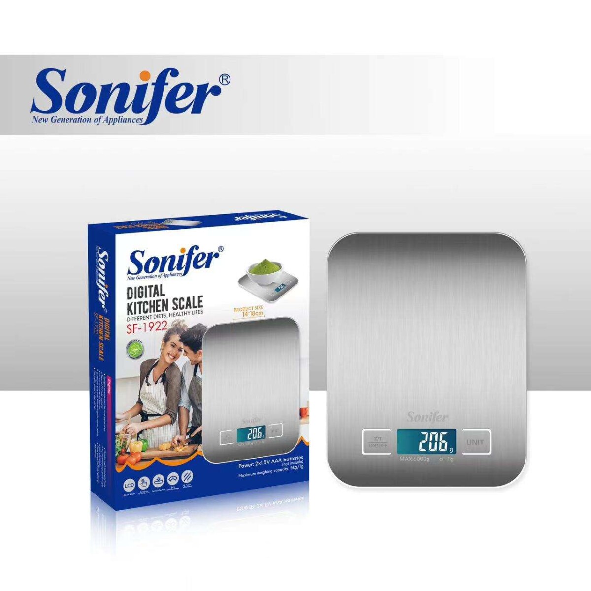 Balanza Digital Para Cocina Lcd Sonifer 