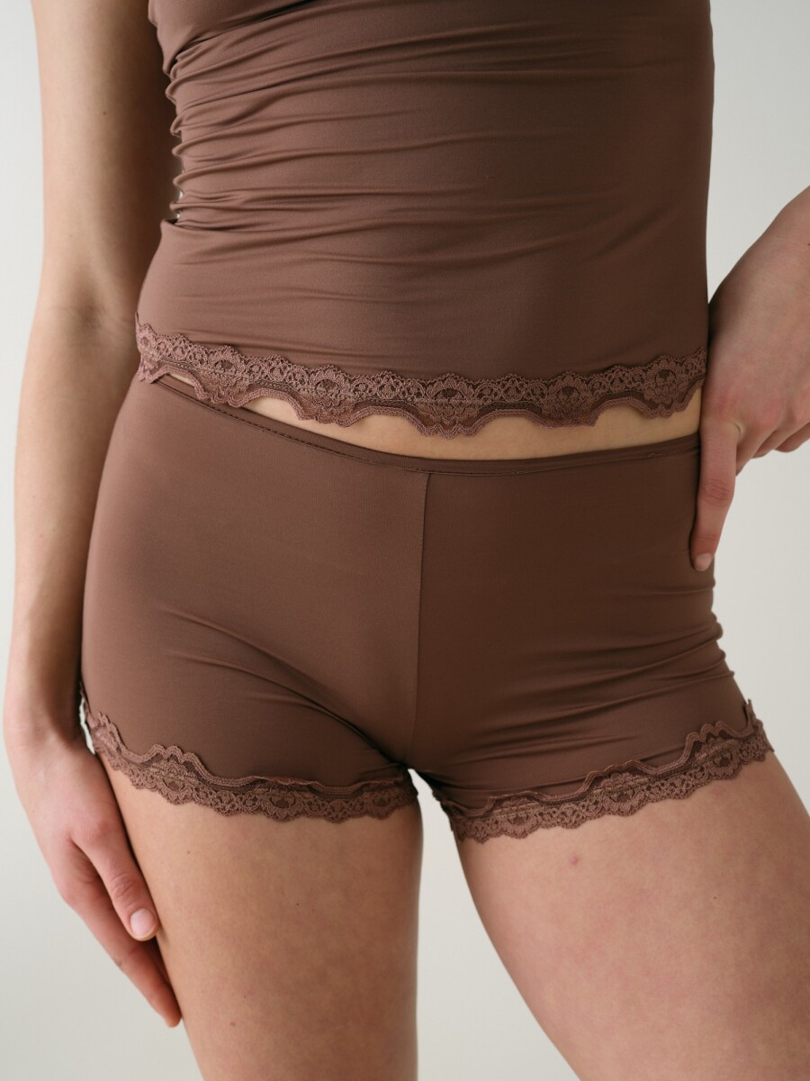 Micro Short Microfibra Peach - Marron 