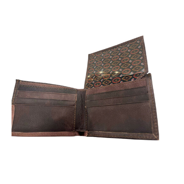 Billetera Caballero De Cuero Con doble tarjetero y solapa Marron