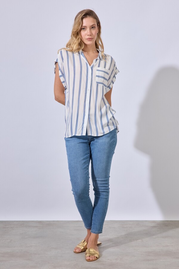 Camisa Stripes BLANCO/AZUL